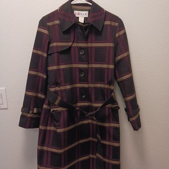 JG Hook Womens Jacket Overcoat Button Down With Belt Cotton Blend Size 6P Coats - Picture 2 of 9